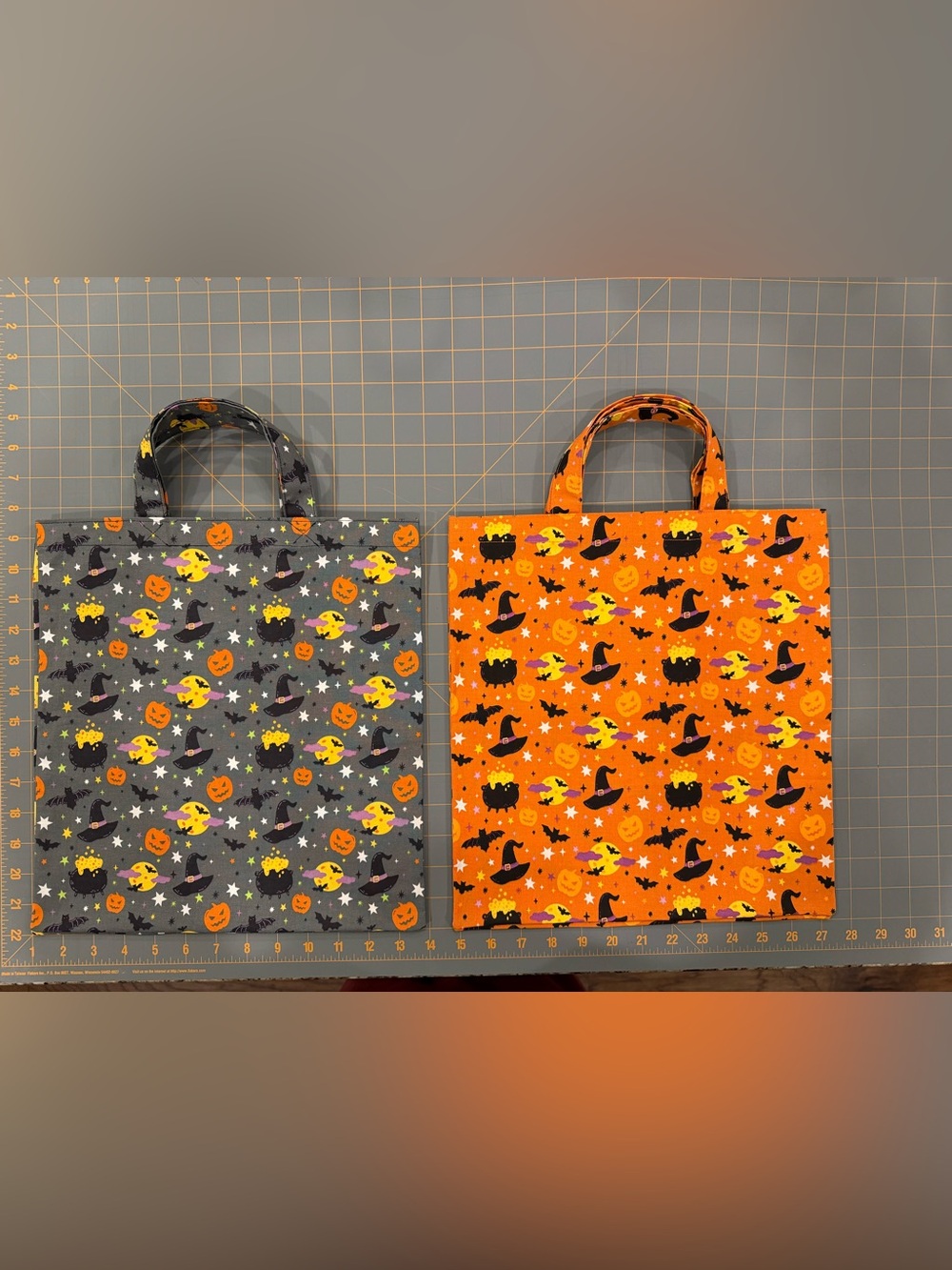 Hand Crafted Halloween Trick-or-Treat Tote Bags - Purple, Black, Orange - Picture 6 of 8